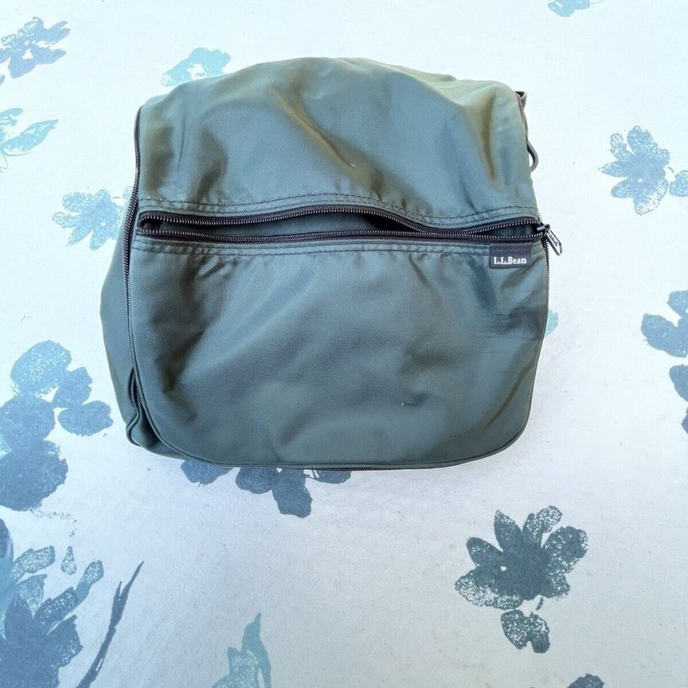 LL Bean Hanging Toiletry Organizer Nylon Travel Bag Green